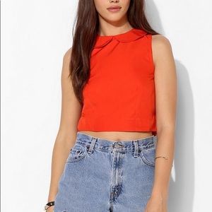 NWOT - Collared Open Back Crop Top